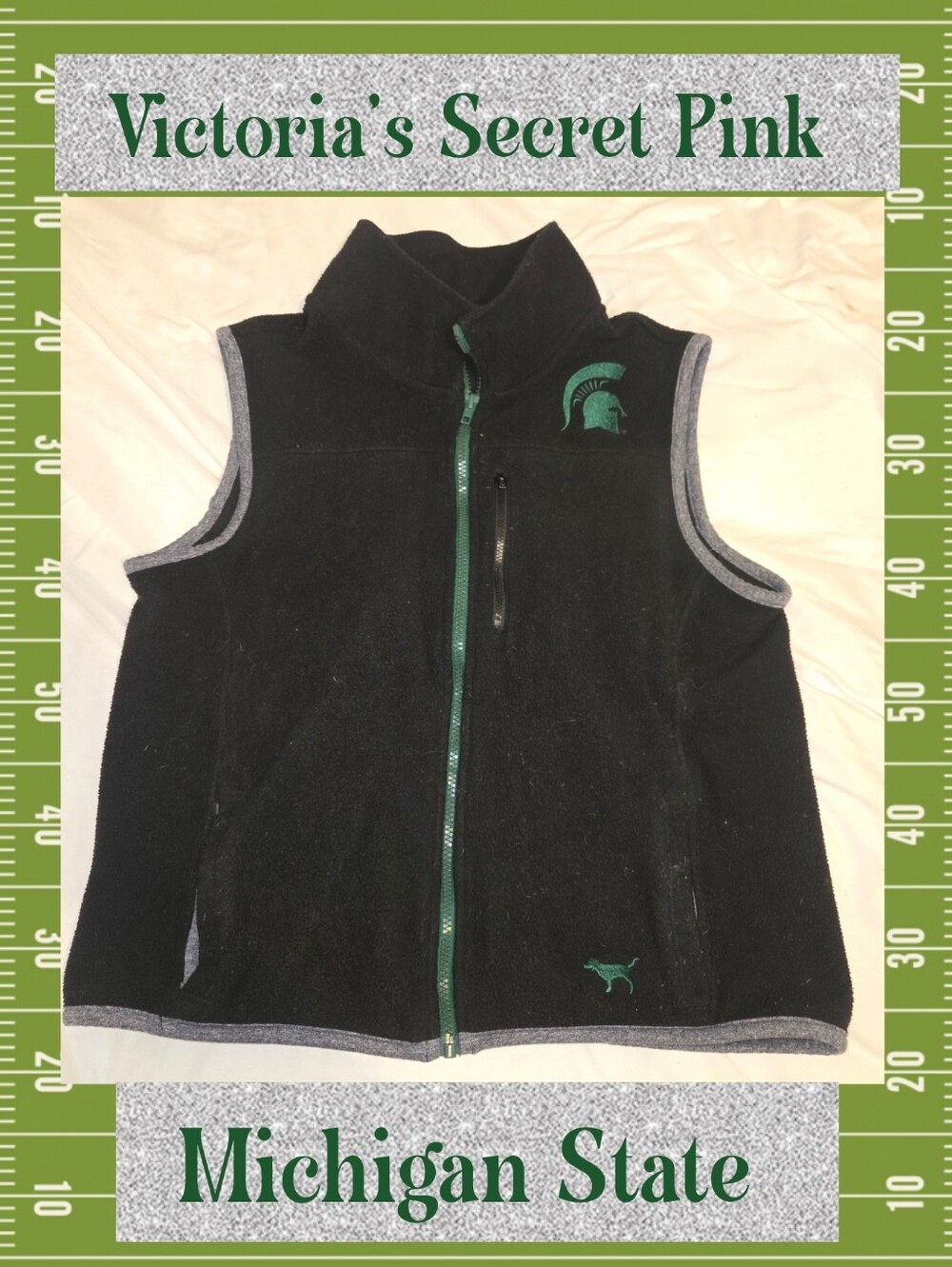 PINK Victoria's Secret Black Fleece Vest Michigan State